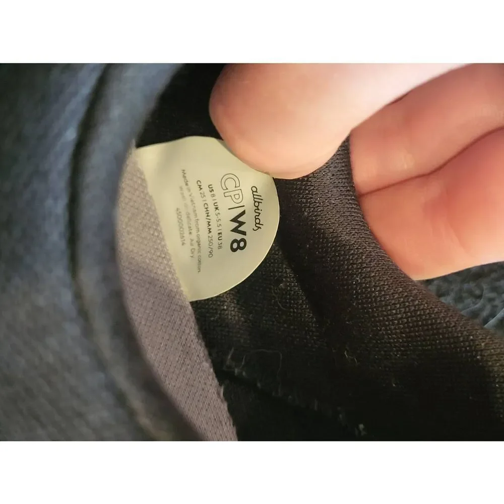 Allbirds Sneakers Women's 8 Black Canvas Pacer Low Top Lace Up Organic Cotton